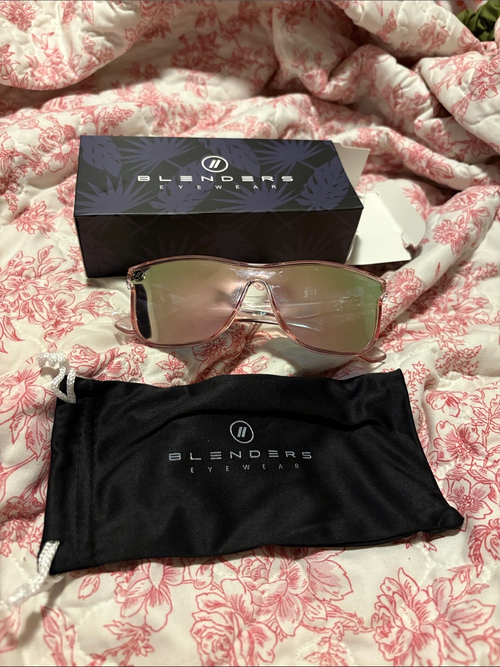 Blenders Eyewear Women's Pink Mirrored Shield Sunglasses